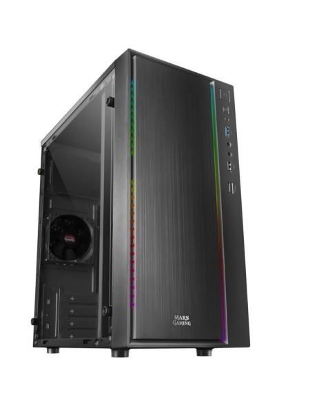 ÷ Caja microatx gaming mars gaming mcm black frontal linea rgb ventana lateral total usb3.0 + usb 2.0 